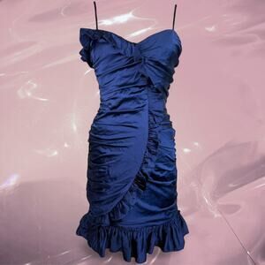 NWT Vintage Y2K Betsy Johnson Blue Purple Silk Ruffle Dress Size 8